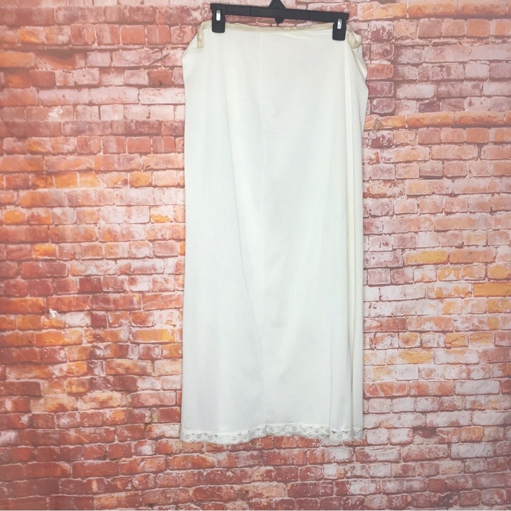 Vintage 70s Long Maxi Lace Trimmed Ivory  Half Slip